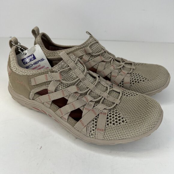 Skechers Mesh and Suede Taupe All Weather Shoes Womens Size 6.5 49589 Slip-On - Picture 2 of 9